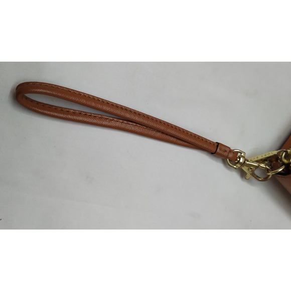 Tory Burch Camel Tan Leather Zip Around Credit Card Wristlet Wallet - Picture 16 of 16